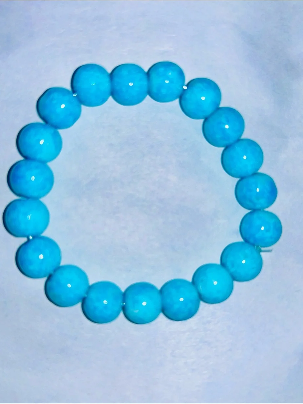 NWT Bright Aqua Round Bead Stretch Bracelet 🩵 Be Happy !